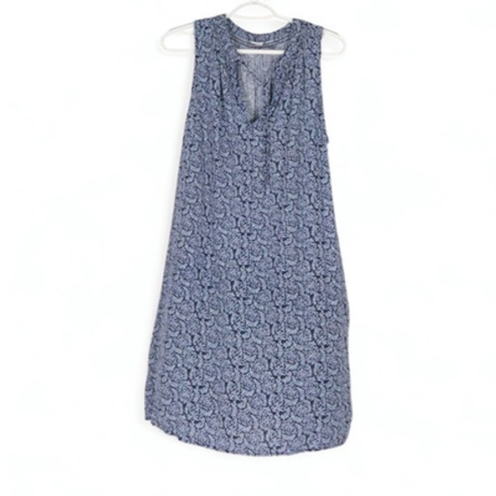 Gap Rayon Swing Dress Floral Sleeveless Keyhole‎ High Low Hem Blue White Midi M